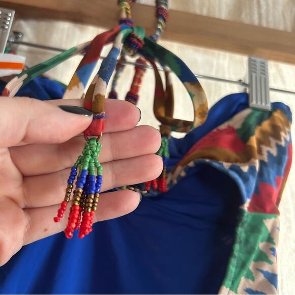 Farm Rio Chevron Toucans Halter Neck One-Piece Bathing Suit Swimsuit NEW Size S - Picture 6 of 10